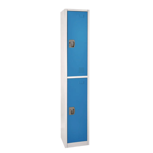 AdirOffice Steel Storage Locker, 2 Compartment, 12 x 12 x 72, Blue