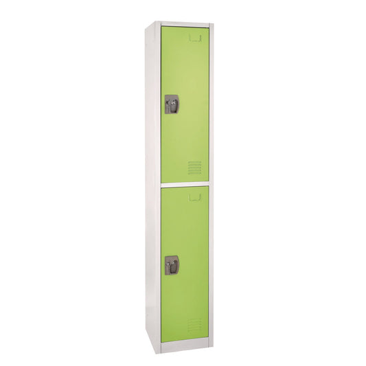 AdirOffice Steel Storage Locker, 2 Compartment, 12 x 12 x 72, Green
