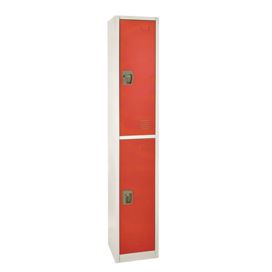 AdirOffice Steel Storage Locker, 2 Compartment, 12 x 12 x 72, Red