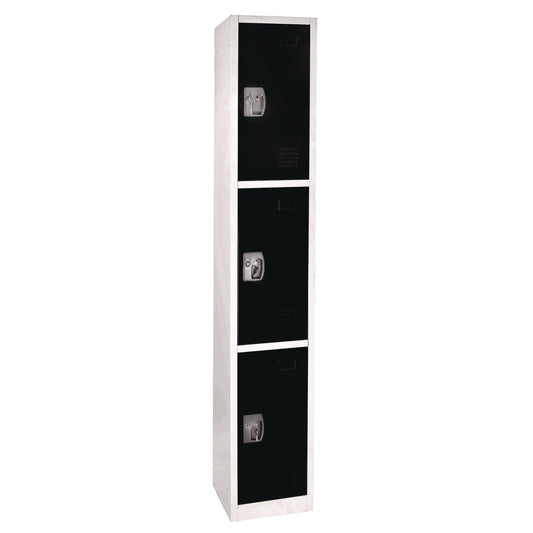 AdirOffice Steel Storage Locker, 3 Compartment, 12 x 12 x 72, Black