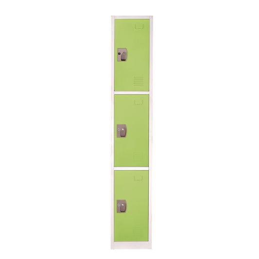 AdirOffice Steel Storage Locker, 3 Compartment, 12 x 12 x 72, Green