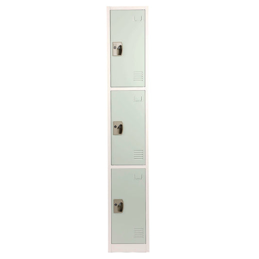 AdirOffice Steel Storage Locker, 3 Compartment, 12 x 12 x 72, Misty Green