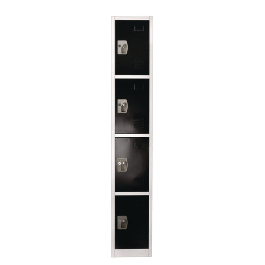 AdirOffice Steel Storage Locker, 4 Compartment, 12 x 12 x 72, Black