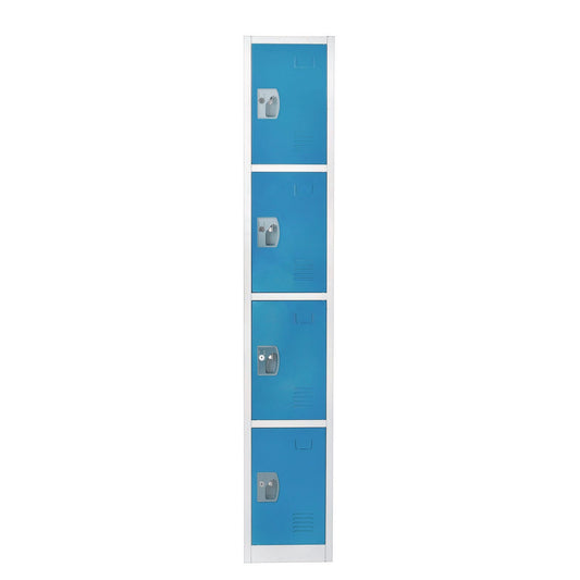 AdirOffice Steel Storage Locker, 4 Compartment, 12 x 12 x 72, Blue
