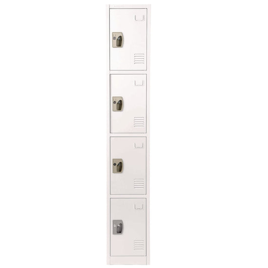 AdirOffice Steel Storage Locker, 4 Compartment, 12 x 12 x 72, White