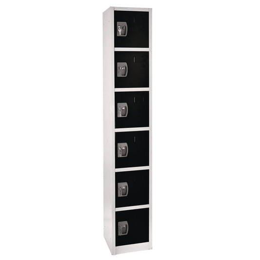 AdirOffice Steel Storage Locker, 6 Compartment, 12 x 12 x 72, Black
