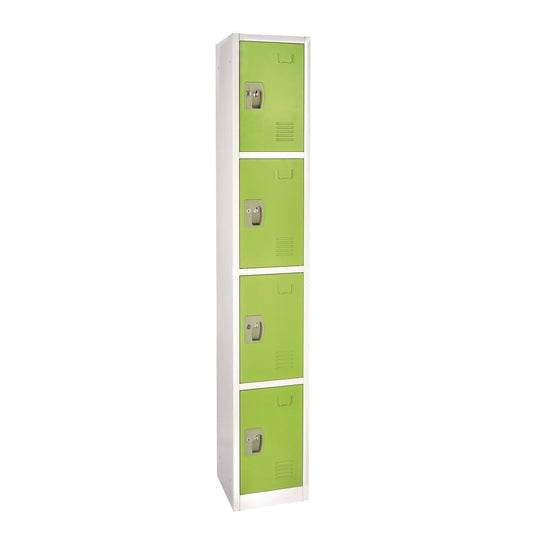 AdirOffice Steel Storage Locker, 4 Compartment, 12 x 12 x 72, Green