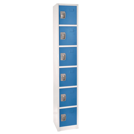 AdirOffice Steel Storage Locker, 6 Compartment, 12 x 12 x 72, Blue