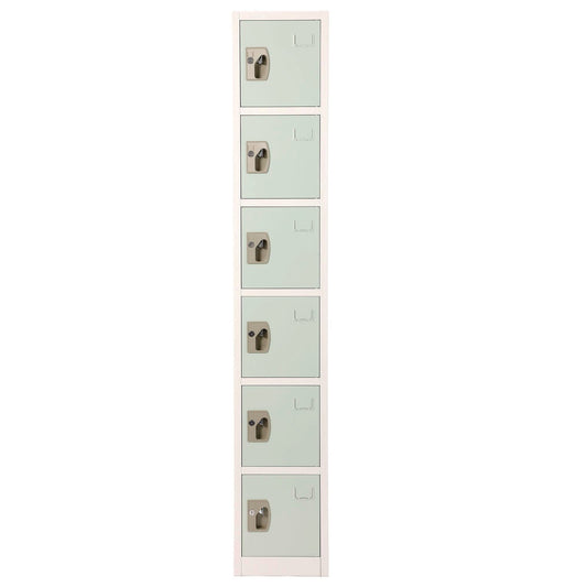 AdirOffice Steel Storage Locker, 6 Compartment, 12 x 12 x 72, Misty Green