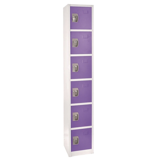 AdirOffice Steel Storage Locker, 6 Compartment, 12 x 12 x 72, Purple