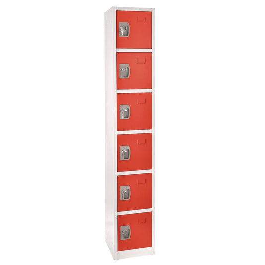 AdirOffice Steel Storage Locker, 6 Compartment, 12 x 12 x 72, Red