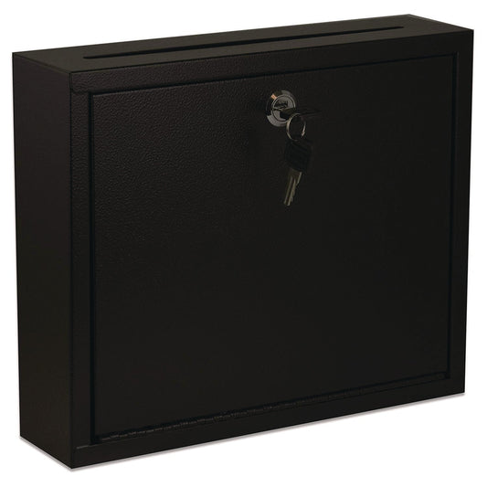 AdirOffice Large Size Steel Multi-Purpose Secure Drop Box, 12 x 3 x 10, Black