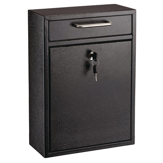 AdirOffice Large Ultimate Secure Drop Box Wall Mounted Mail Box, 11.2 x 4.7 x 16.2, Black