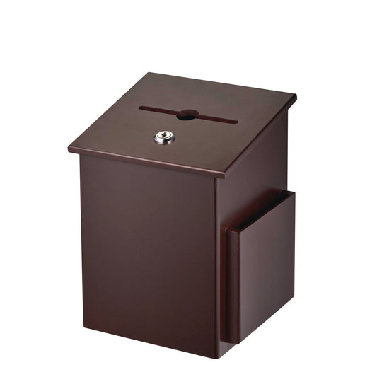 AdirOffice Squared Wood Locking Suggestion Box, 7.25 x 7.5 x 10, Medium Density Fiberboard, Mahogany