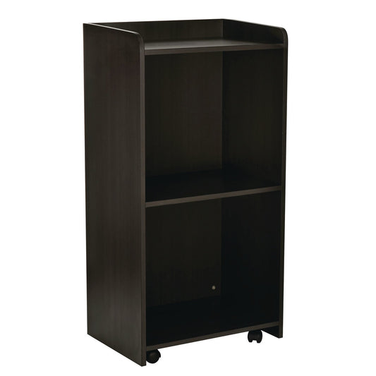 AdirOffice Wood Mobile Presentation Lectern Speaker Stand with Shelves, 22.44 x 16.53 x 45.98, Black