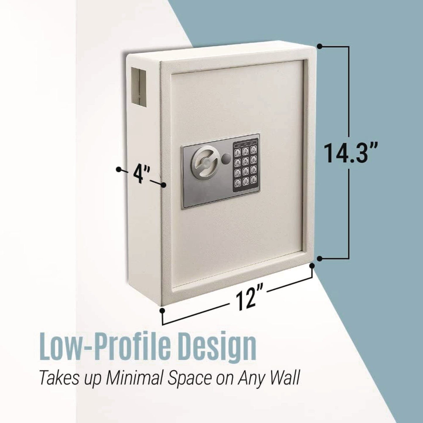 AdirOffice Steel Digital Lock Key Cabinet, 60-Key, 13 x 2.6 x 17, Stainless Steel 304, White