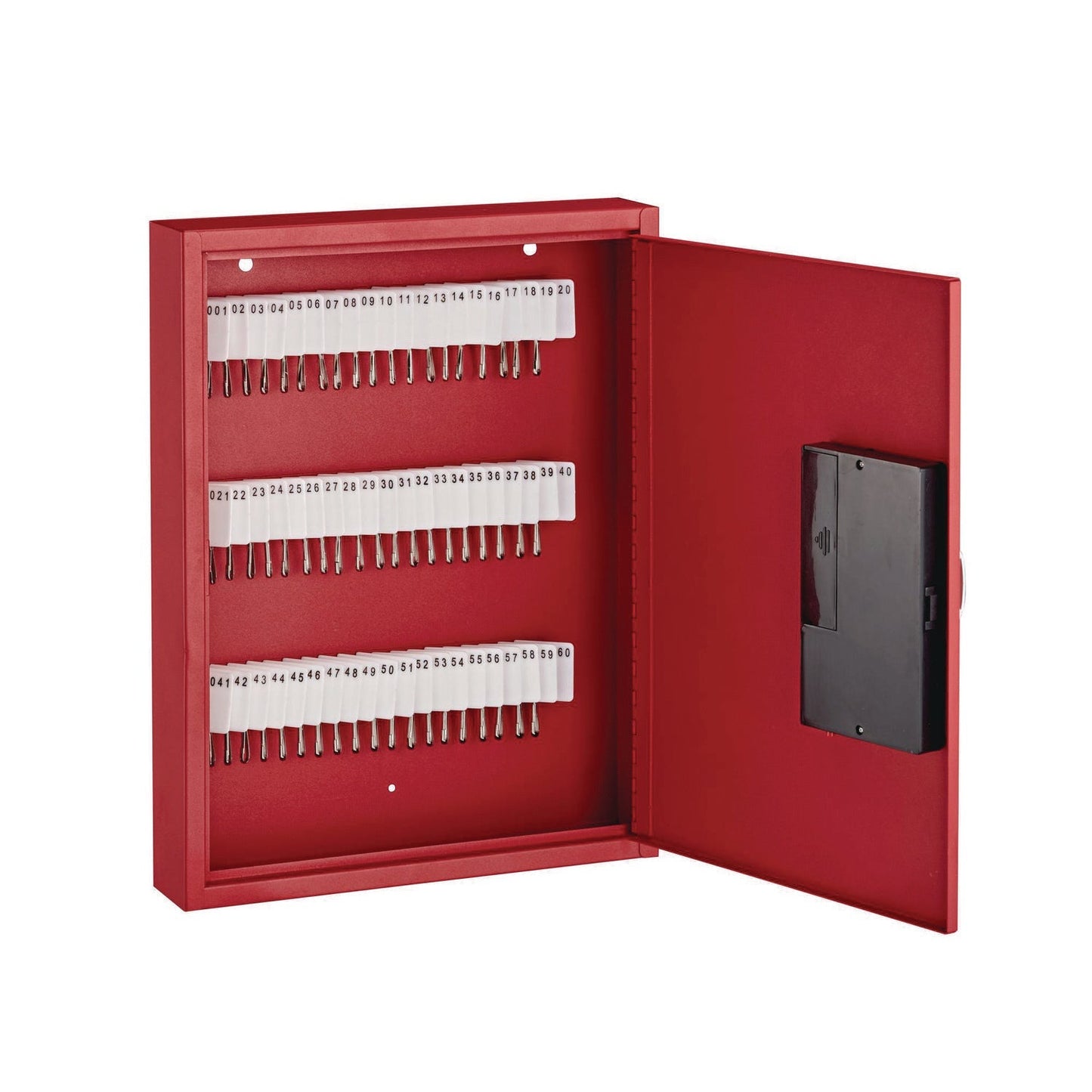 AdirOffice Steel Digital Lock Key Cabinet, 60-Key, 13 x 2.6 x 17, Stainless Steel 304, Red