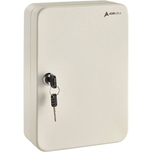 AdirOffice Steel Secure Key Cabinet with Key Lock, 48-Key, 7.1 x 3.1 x 10, Stainless Steel 304, White