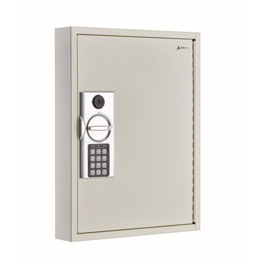 AdirOffice Steel Digital Lock Key Cabinet, 60-Key, 13 x 2.6 x 17, Stainless Steel 304, White