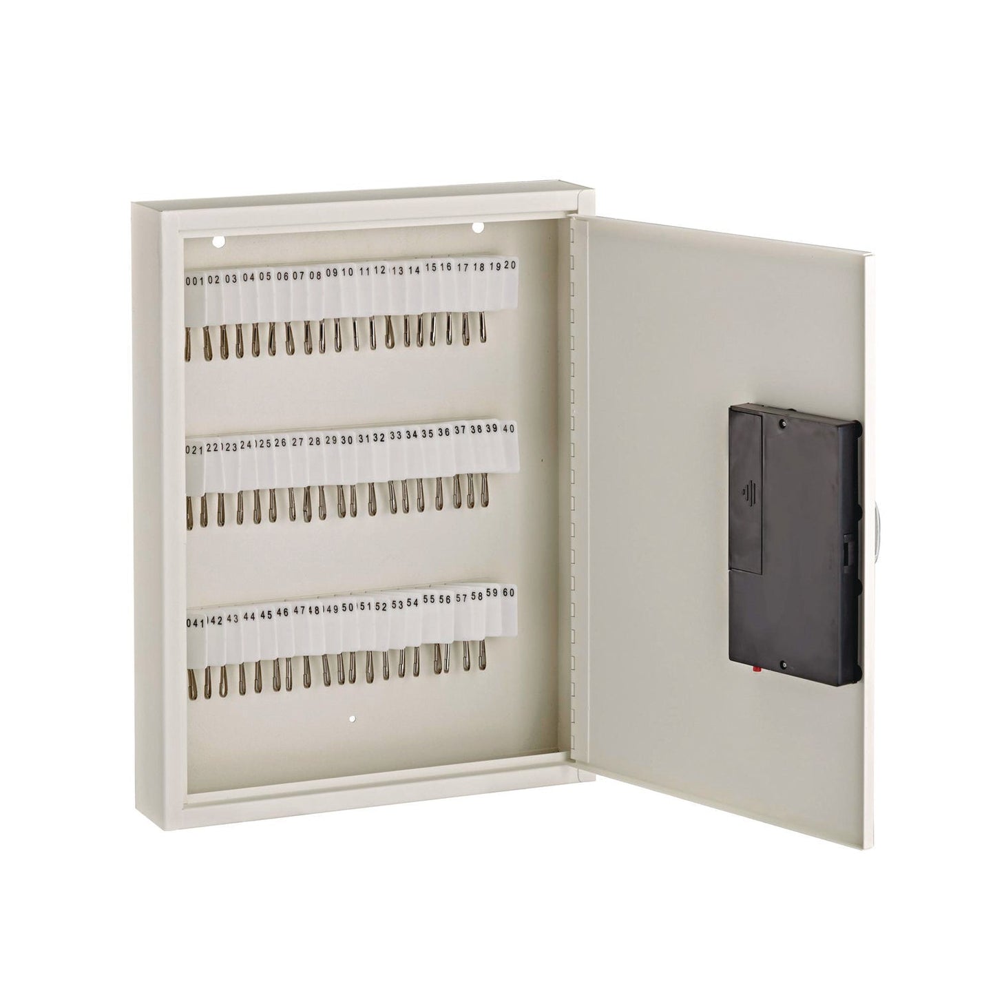 AdirOffice Steel Digital Lock Key Cabinet, 60-Key, 13 x 2.6 x 17, Stainless Steel 304, White