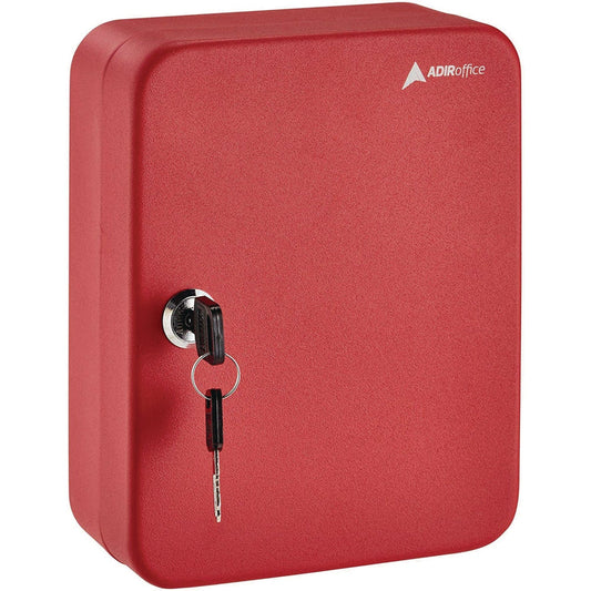 AdirOffice Steel Secure Key Cabinet with Key Lock, 48-Key, 7.1 x 3.1 x 10, Stainless Steel 304, Red