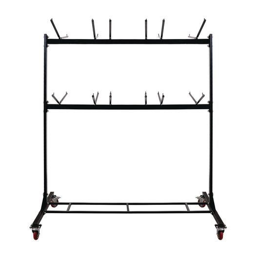 AdirOffice Steel Folding Chair Two-Tier Utility Cart, Metal, 1,000 lb Capacity, 33 x 65 x 68.5, Black