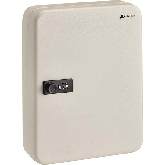 AdirOffice Steel Heavy-Duty Key Cabinet with Combination Lock, 30-Key, 6.4 x 3 x 8, Stainless Steel 304, White