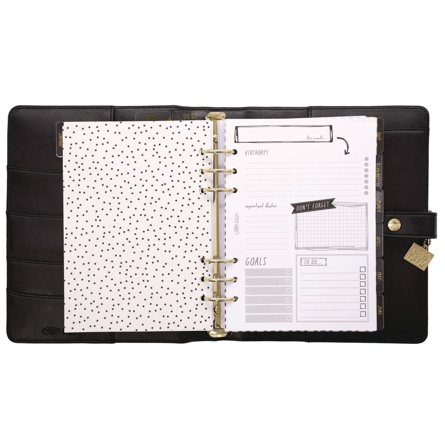 PUKKA PAD® A5 Planner, 10.24 x 9.25, Black Cover, 12-Month