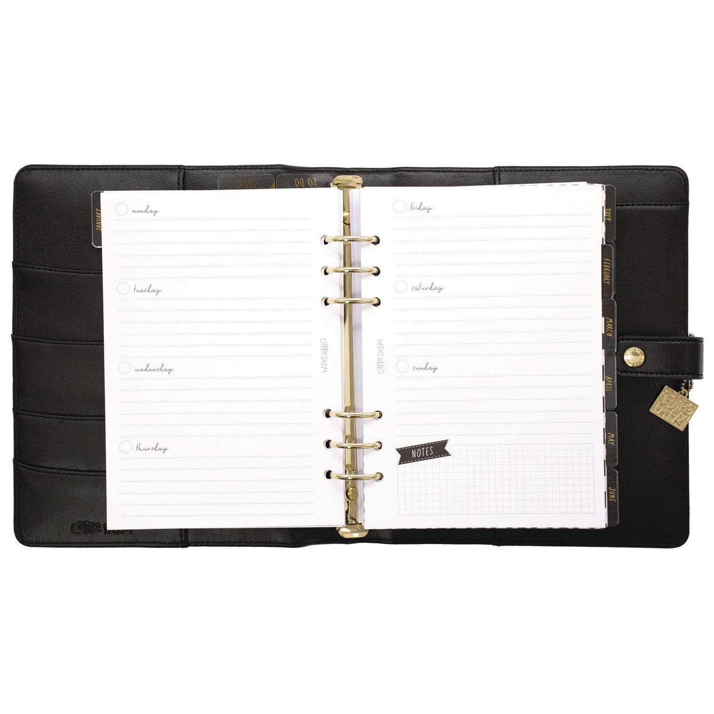 PUKKA PAD® A5 Planner, 10.24 x 9.25, Black Cover, 12-Month