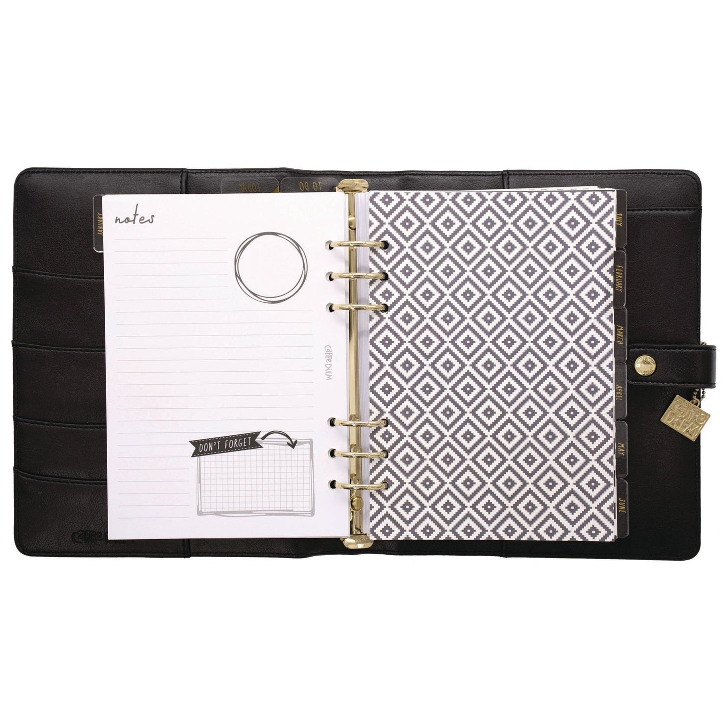 PUKKA PAD® A5 Planner, 10.24 x 9.25, Black Cover, 12-Month