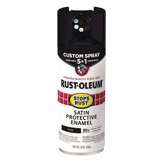Rust-Oleum® Stops Rust 5-in-1 Spray Paint, Satin Black, 12 oz Aerosol Can