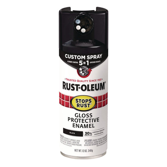 Rust-Oleum® Stops Rust 5-in-1 Spray Paint, Gloss Black, 12 oz Aerosol Can