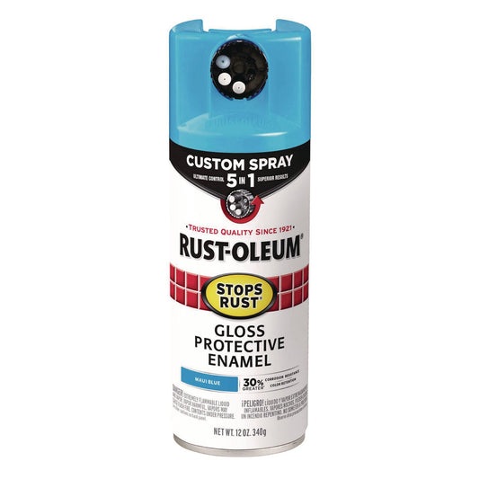 Rust-Oleum® Stops Rust 5-in-1 Spray Paint, Gloss Maui Blue, 12 oz Aerosol Can