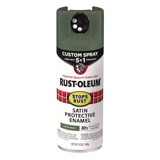 Rust-Oleum® Stops Rust 5-in-1 Spray Paint, Satin Earthy Green, 12 oz Aerosol Can