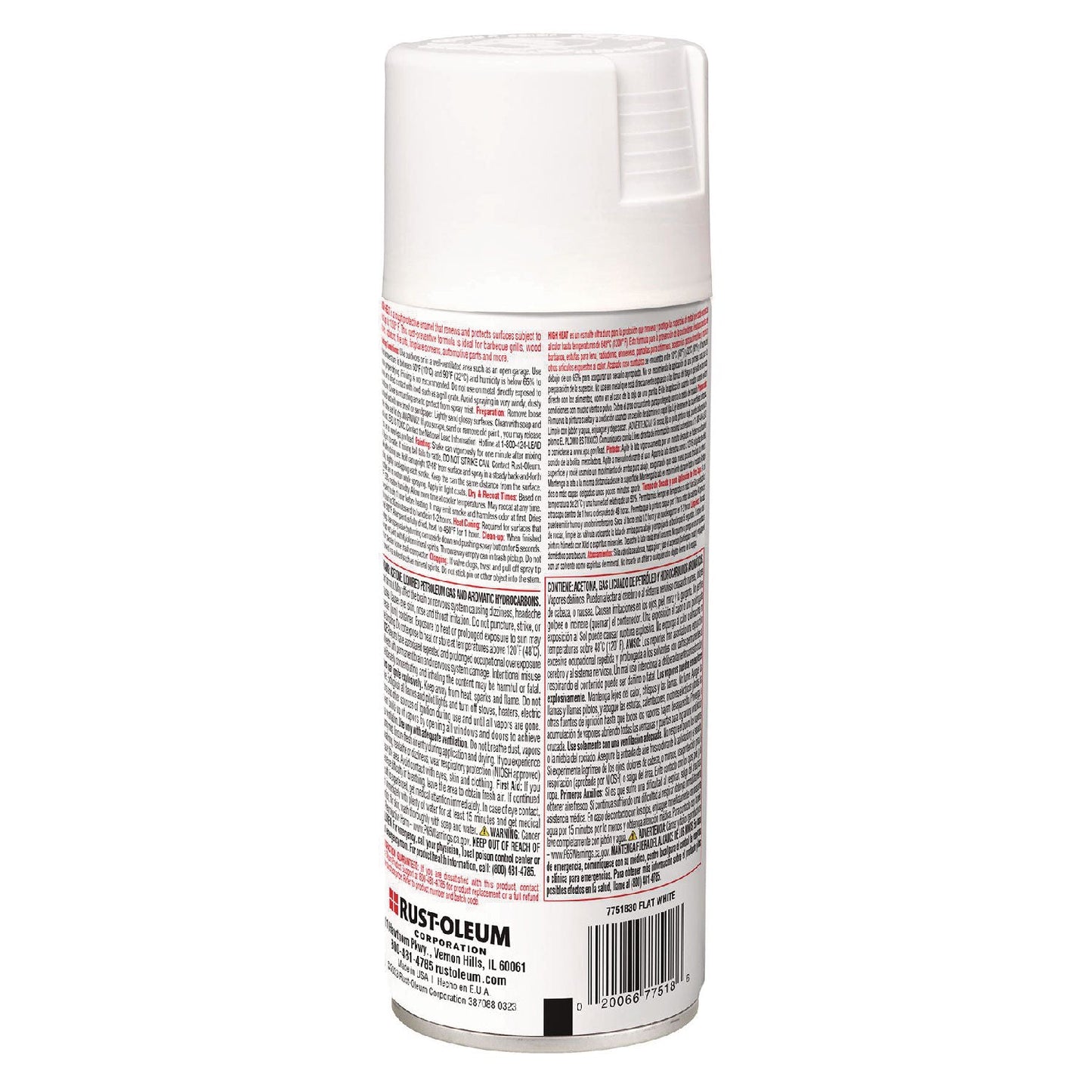 Rust-Oleum® High Heat Enamel Spray Paint, Flat White, 12 oz Aerosol Can