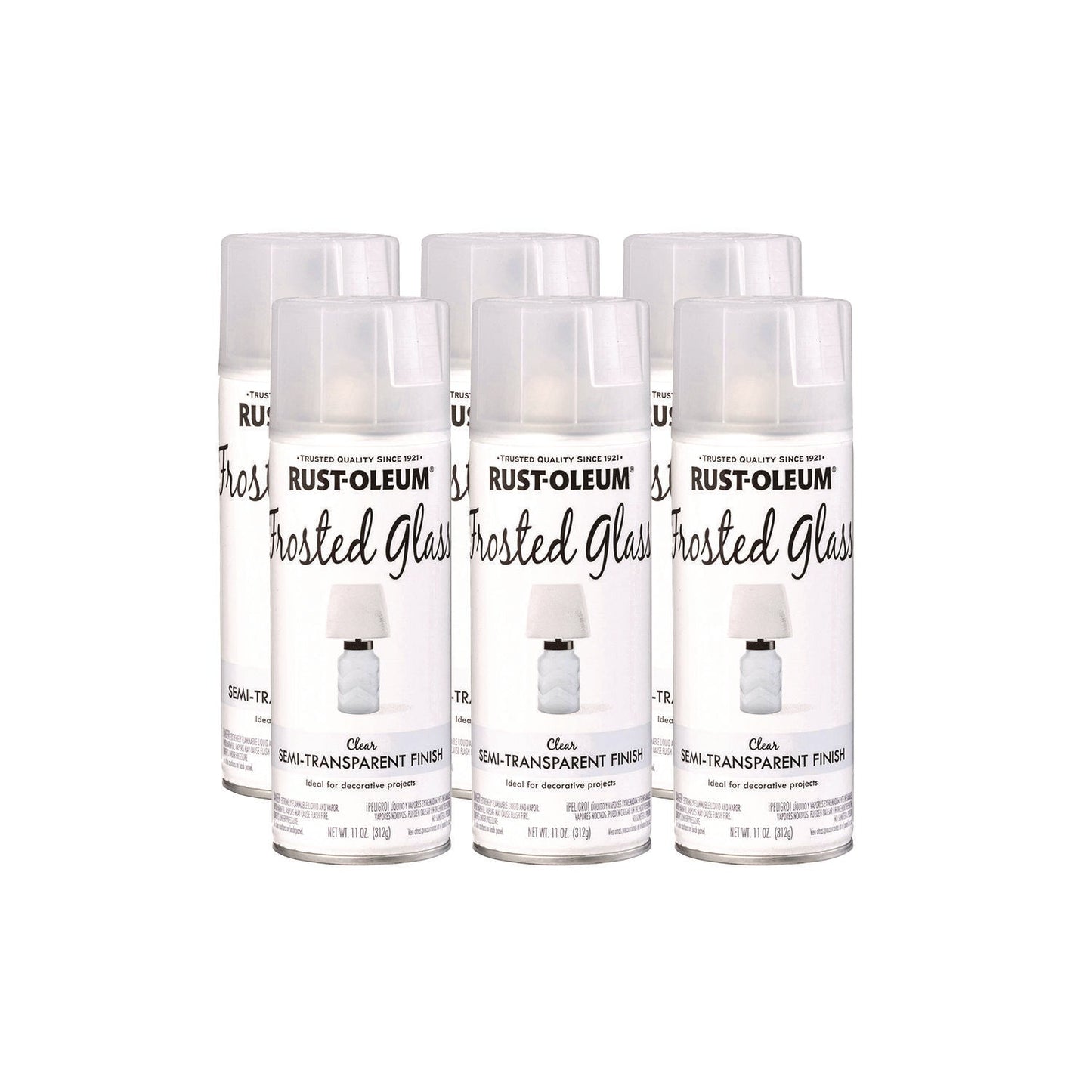Rust-Oleum® Specialty Frosted Glass Spray Paint, Matte Clear, 11 oz Aerosol Can, 6/Carton