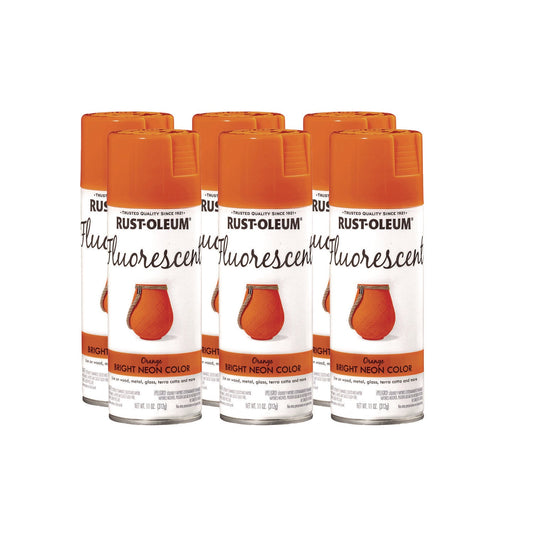Rust-Oleum® Specialty Fluorescent Spray Paint, Flat Fluorescent Orange, 11 oz Aerosol Can, 6/Carton