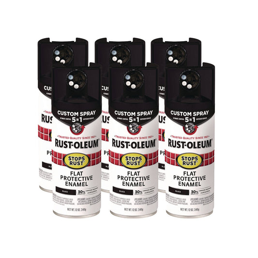 Rust-Oleum® Stops Rust 5-in-1 Spray Paint, Flat Black, 12 oz Aerosol Can, 6/Carton