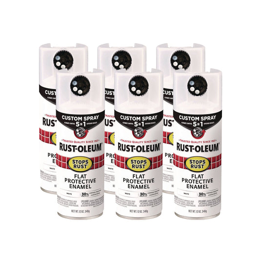 Rust-Oleum® Stops Rust 5-in-1 Spray Paint, Flat White, 12 oz Aerosol Can, 6/Carton