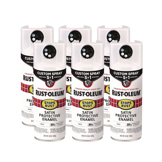 Rust-Oleum® Stops Rust 5-in-1 Spray Paint, Satin White, 12 oz Aerosol Can, 6/Carton