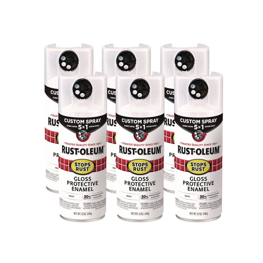 Rust-Oleum® Stops Rust 5-in-1 Spray Paint, Gloss White, 12 oz Aerosol Can, 6/Carton