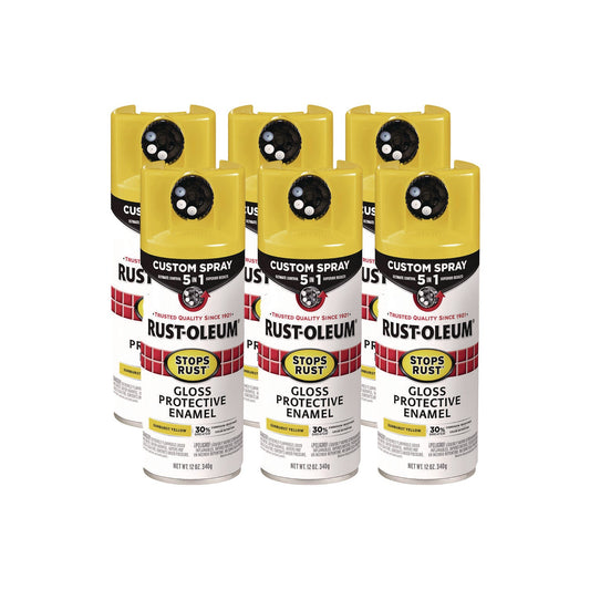 Rust-Oleum® Stops Rust 5-in-1 Spray Paint, Gloss Sunburst Yellow, 12 oz Aerosol Can, 6/Carton