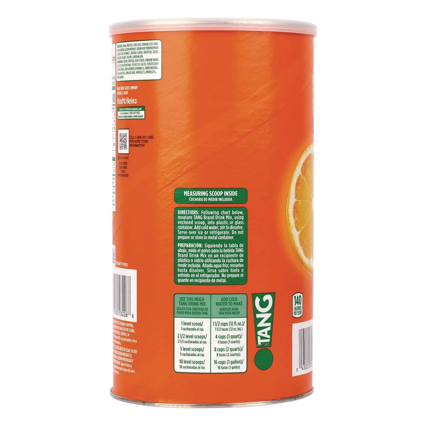 TANG® Orange Drink Mix, Orange, 72 oz Tub