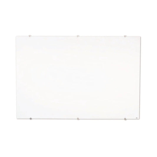 Luxor Magnetic Wall-Mounted Glass Board, 48" x 36", White Surface, Silver Aluminum Frame