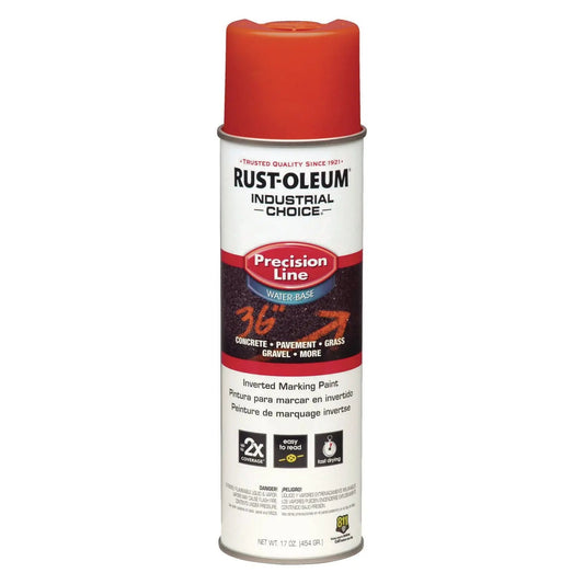 Rust-Oleum® Industrial Choice Precision Line Marking Paint, Flat/Matte Orange, 20 oz Aerosol Can, 12/Carton