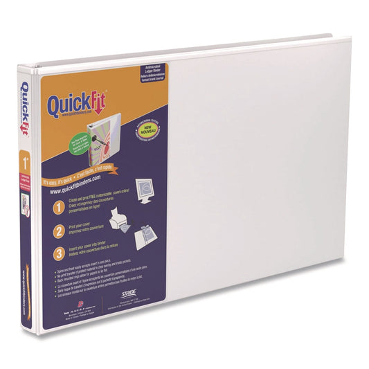 Stride Quickfit Ledger D-Ring View Binder, 3 Rings, 1" Capacity, 11 X 17, White