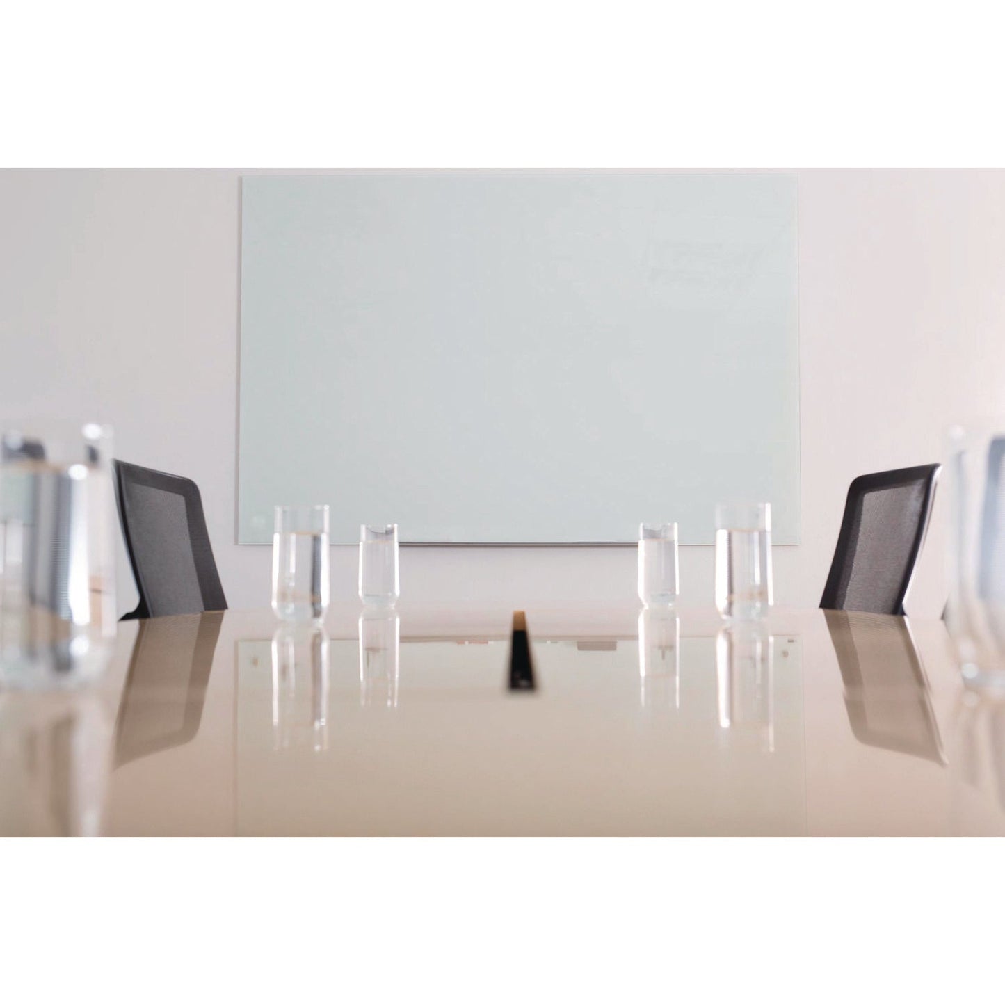 Luxor Magnetic Wall-Mounted Glass Board, 48" x 36", White Surface, Silver Aluminum Frame