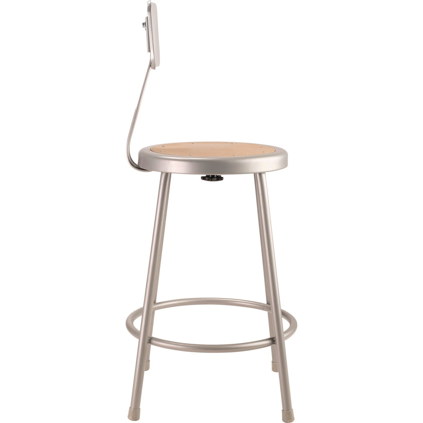 NPS® 6200 Series Heavy Duty Steel Stool With Backrest, Supports Up to 500 lb, 24" Seat Height, Brown Seat, Gray Back/Base