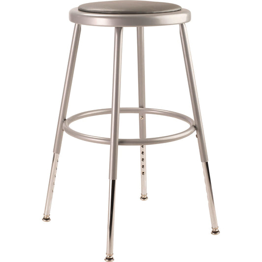 NPS® 6400 Series Height Adjustable HD Vinyl Padded Steel Stool, Backless, Supports 500 lb, 18.5"-26.5" Seat Height, Gray Seat/Base