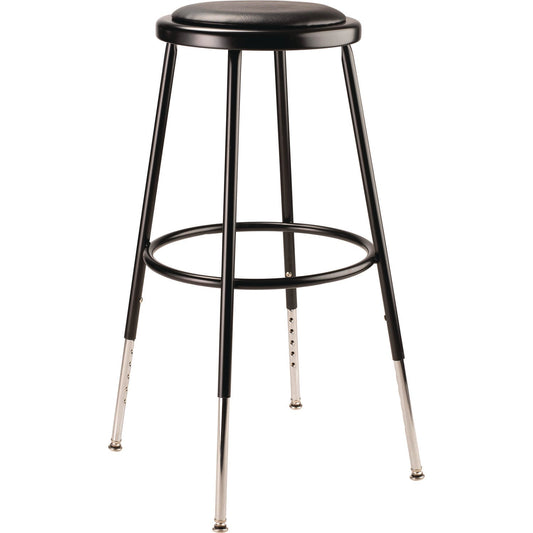 NPS® 6400 Series Height Adjustable Heavy Duty Vinyl Padded Steel Stool, Supports 500 lb, 25" to 33" Seat Height, Black Seat/Base